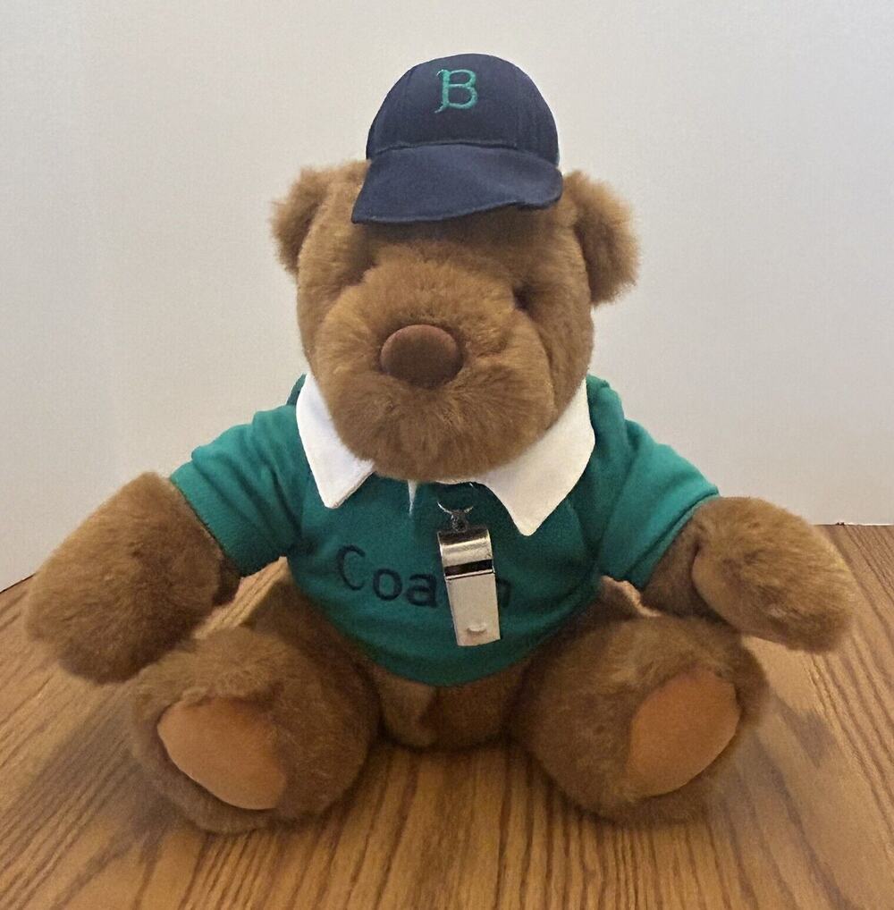 Gund Lands End Coach Bear Plush 12 Inch Rugby Green Shirt Stuffed Animal 1991